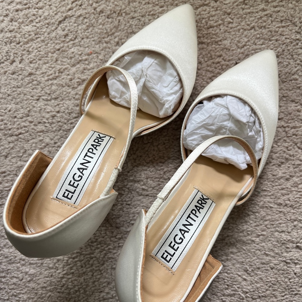 White Satin Bridal heels size 8 - Wedding heels /Shoes